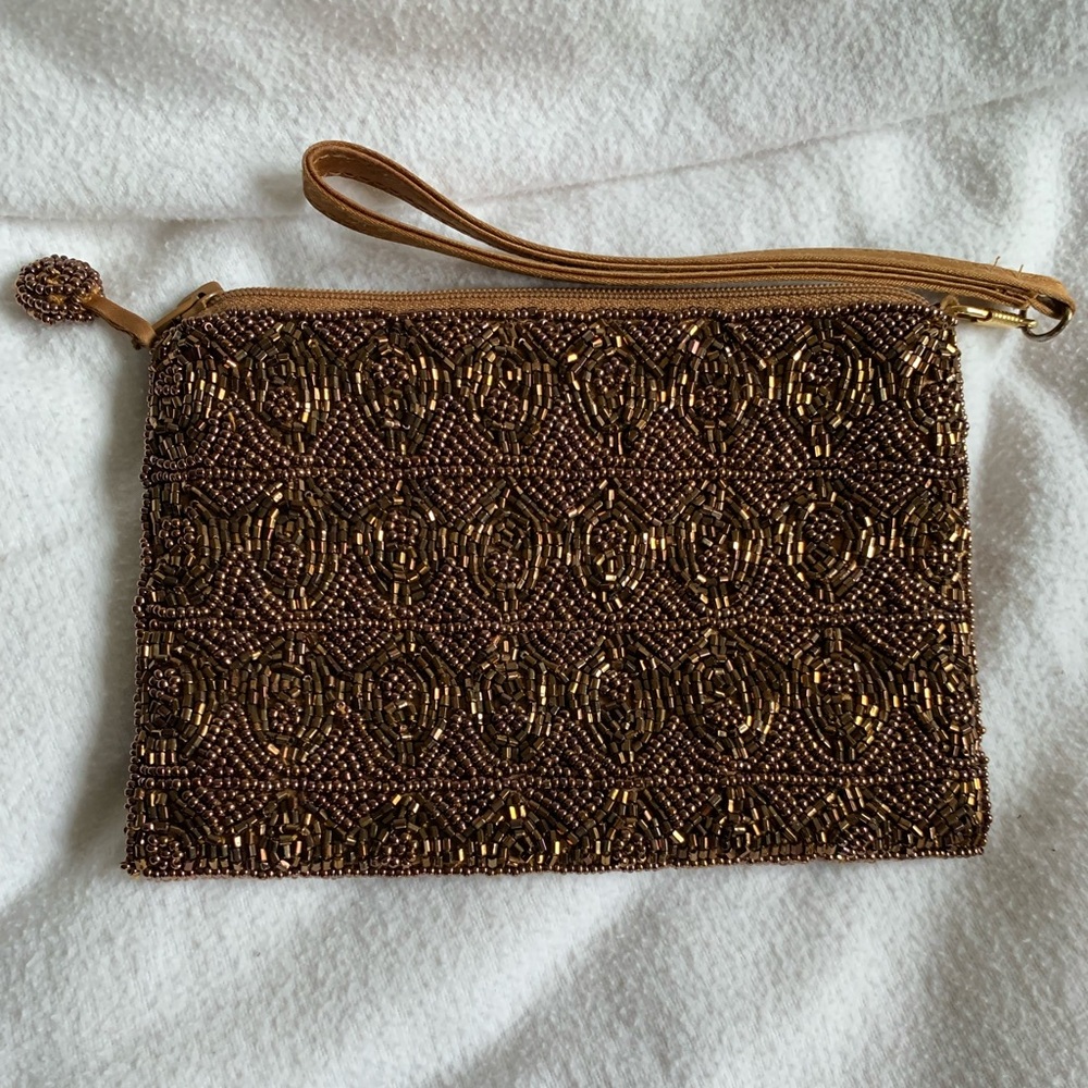 Small Copper toned Beaded Purse